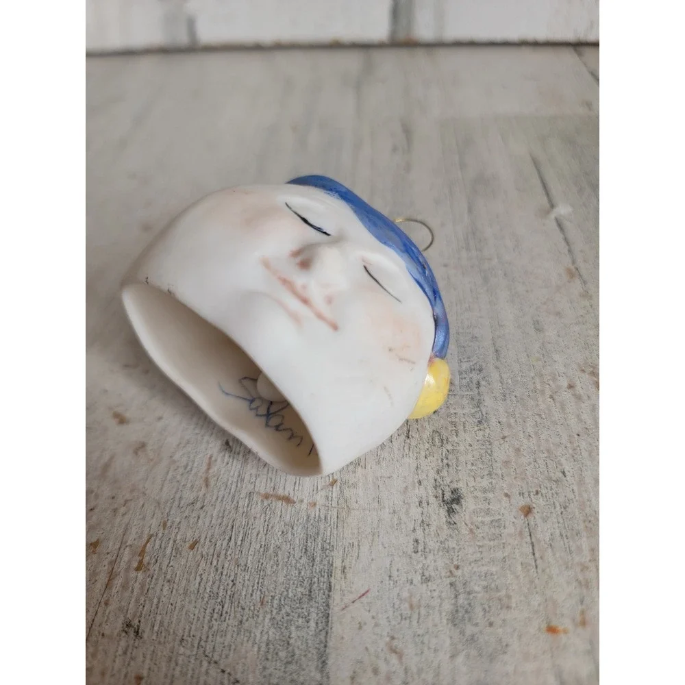 Vintage salamander reversible moon bell ornament Xmas porcelain star
